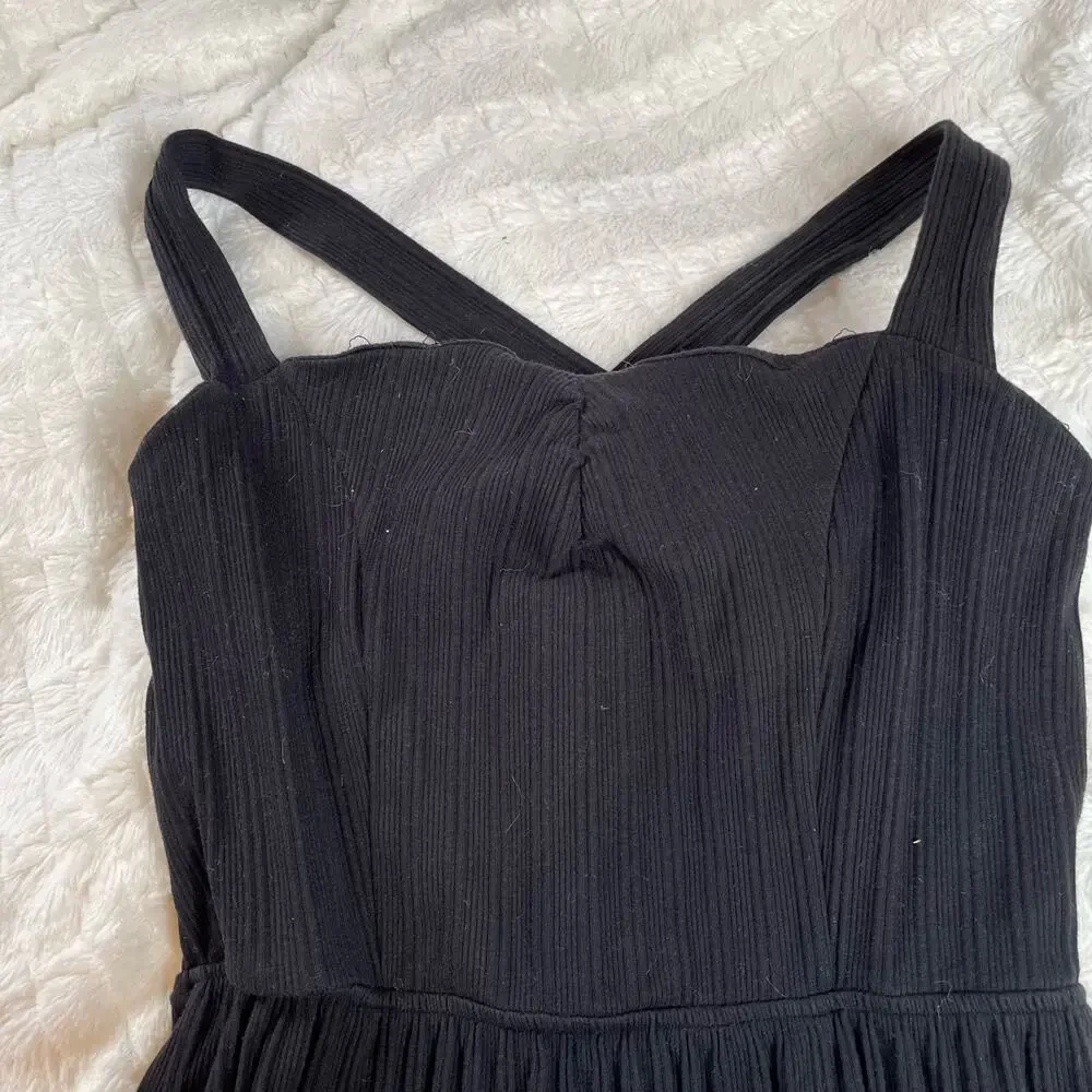 KENDALL AND KYLIE Black Ribbed Extra Small Mini‎ Dress Cross Back
